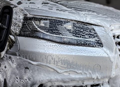 car covered in soap