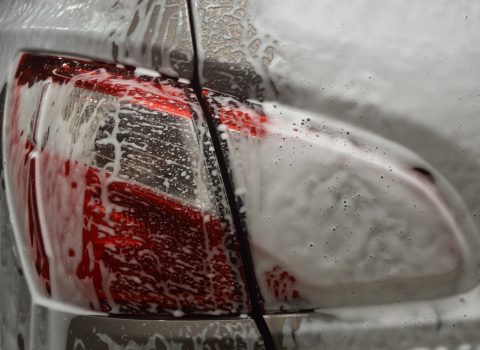 car covered in soap